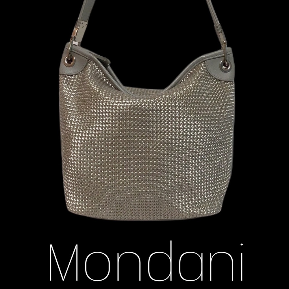 Mondani‎ Silver Nylon Satchel/Shoulder Bag